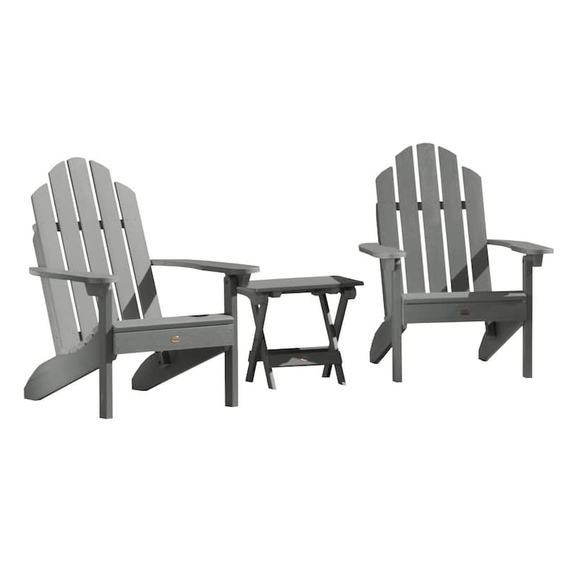 3 Piece Set Outdoor Adirondack Chairs and Folding Side Table