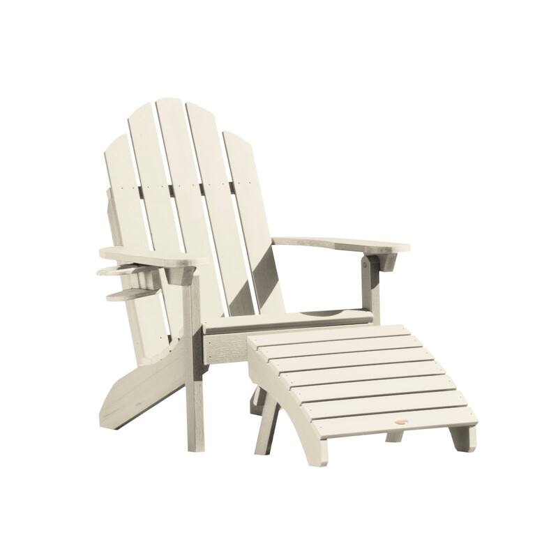 Mandalay Outdoor Chair, Cupholder, and Folding Ottoman - Whitewash