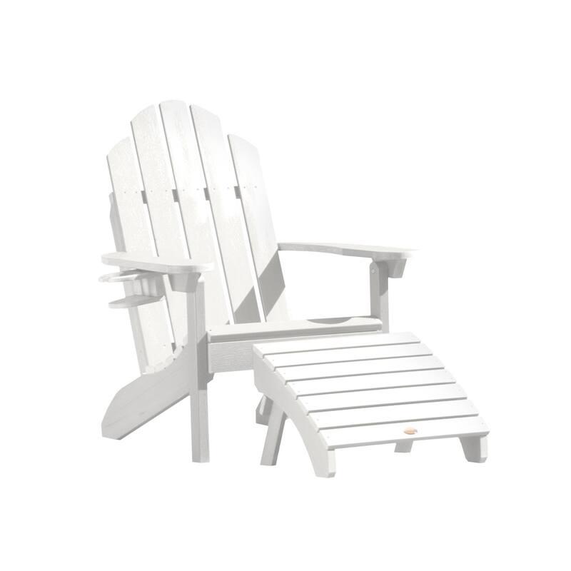Mandalay Outdoor Chair, Cupholder, and Folding Ottoman - White
