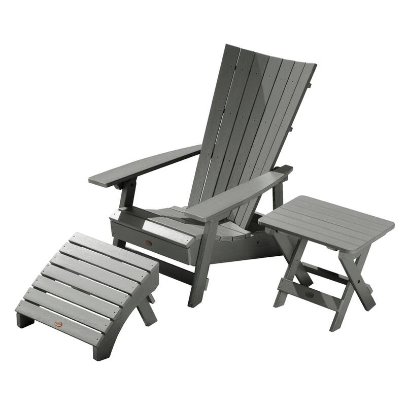 Manhattan Adirondack Chair, Ottoman and Table Set - Coastal Teak