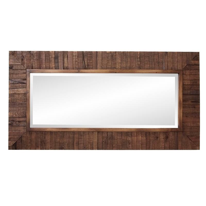 Allan Andrews Strick & Bolton Ives Rustic Wood Plank Framed Mirror - Walnut