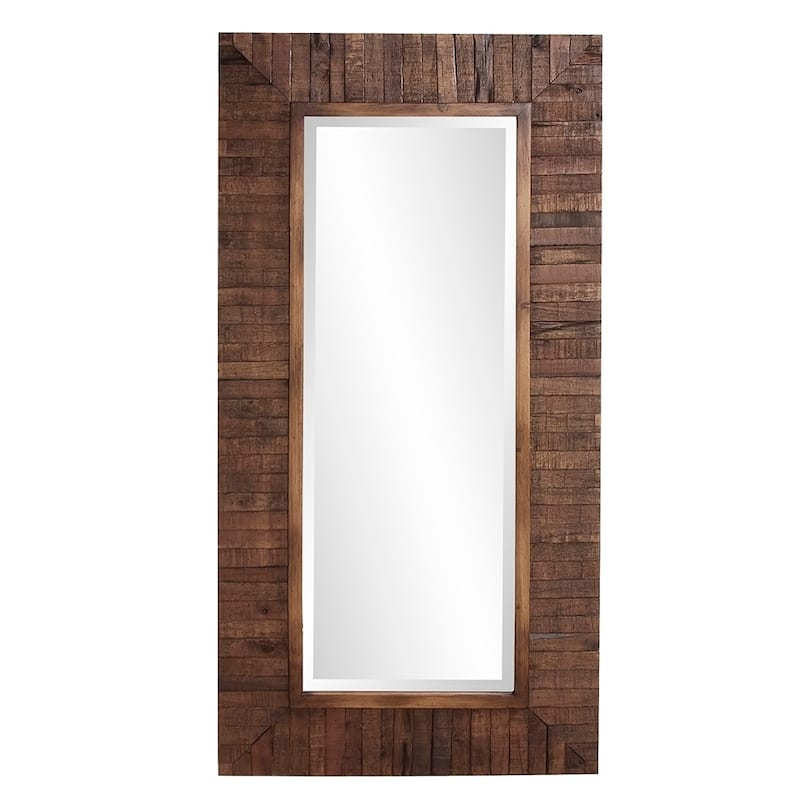 Allan Andrews Strick & Bolton Ives Rustic Wood Plank Framed Mirror - Walnut
