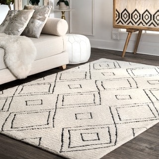 Nuloom Handmade Moroccan Diamond Trellis Wool Natural Rug