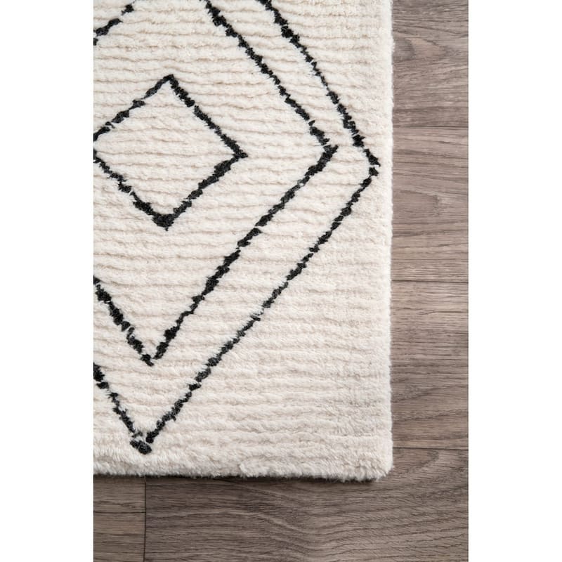 Nuloom Handmade Moroccan Diamond Trellis Wool Natural Rug