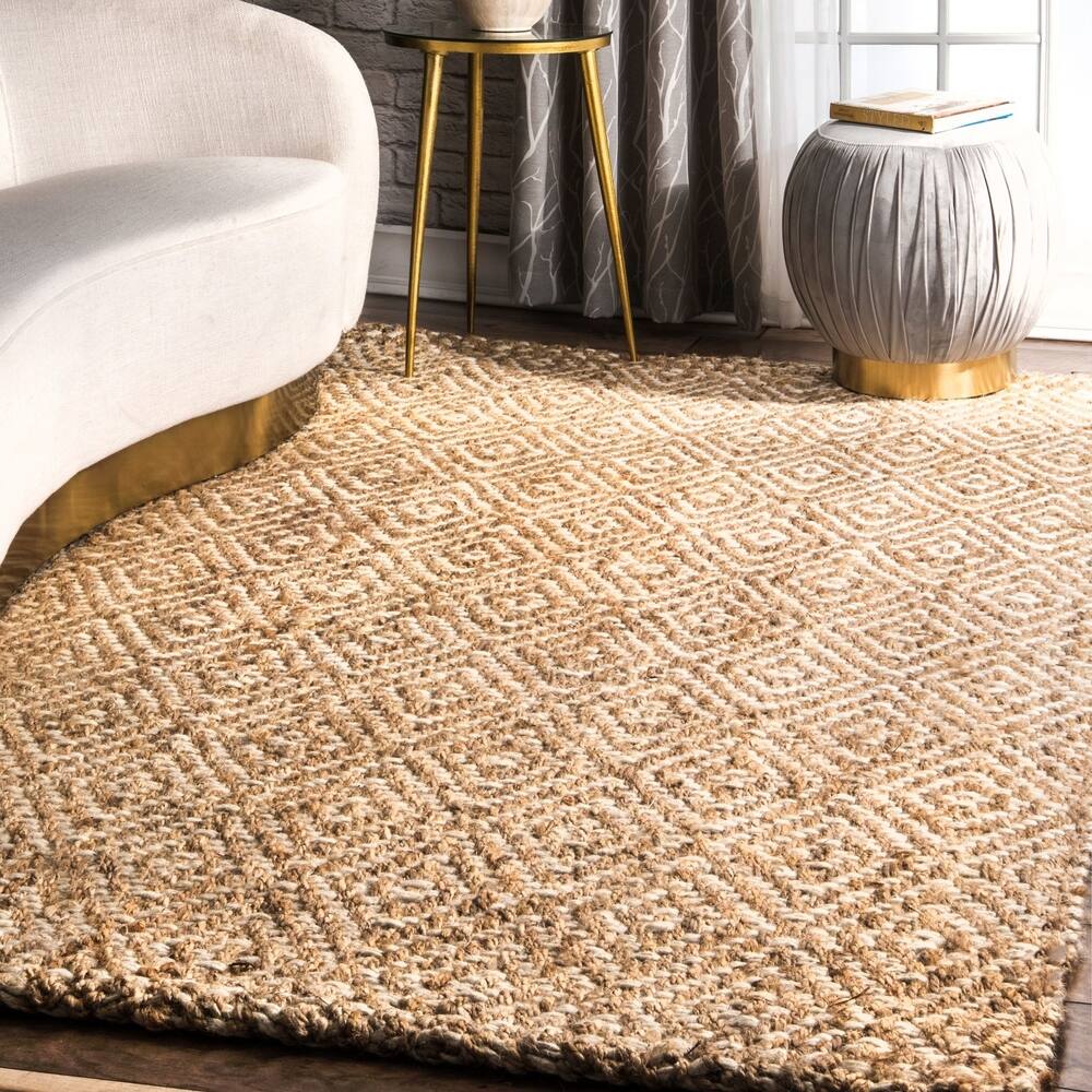 Nuloom Handmade Eco Natural Fiber Jute Diamond Natural Rug