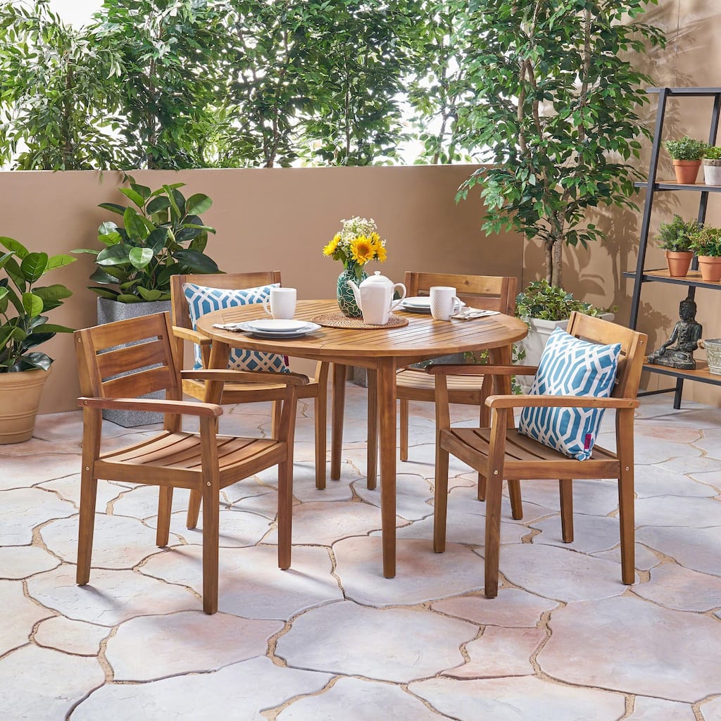 Stamford Outdoor 5 Piece Acacia Wood Dining Set by Christopher Knight Home