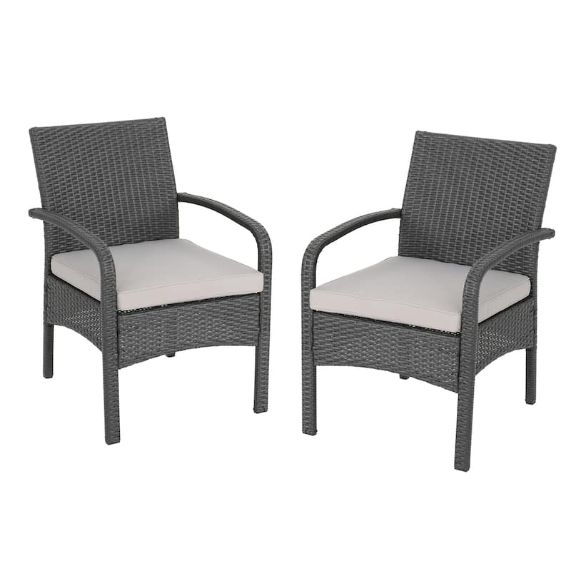 Cordoba Outdoor Wicker Club Chair by Christopher Knight Home - gray + silver cushion