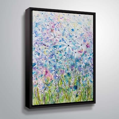 ArtWall's Blue flower series I Gallery Wrapped Floater-framed Canvas