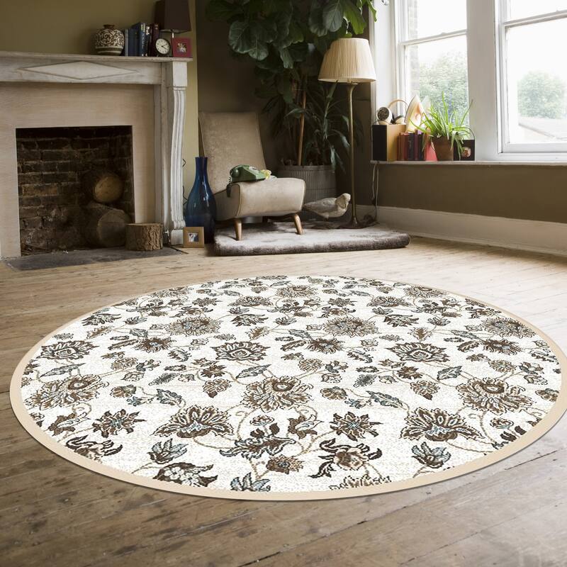 Admire Home Living Plaza Traditional Distressed Floral Pattern Area Rug