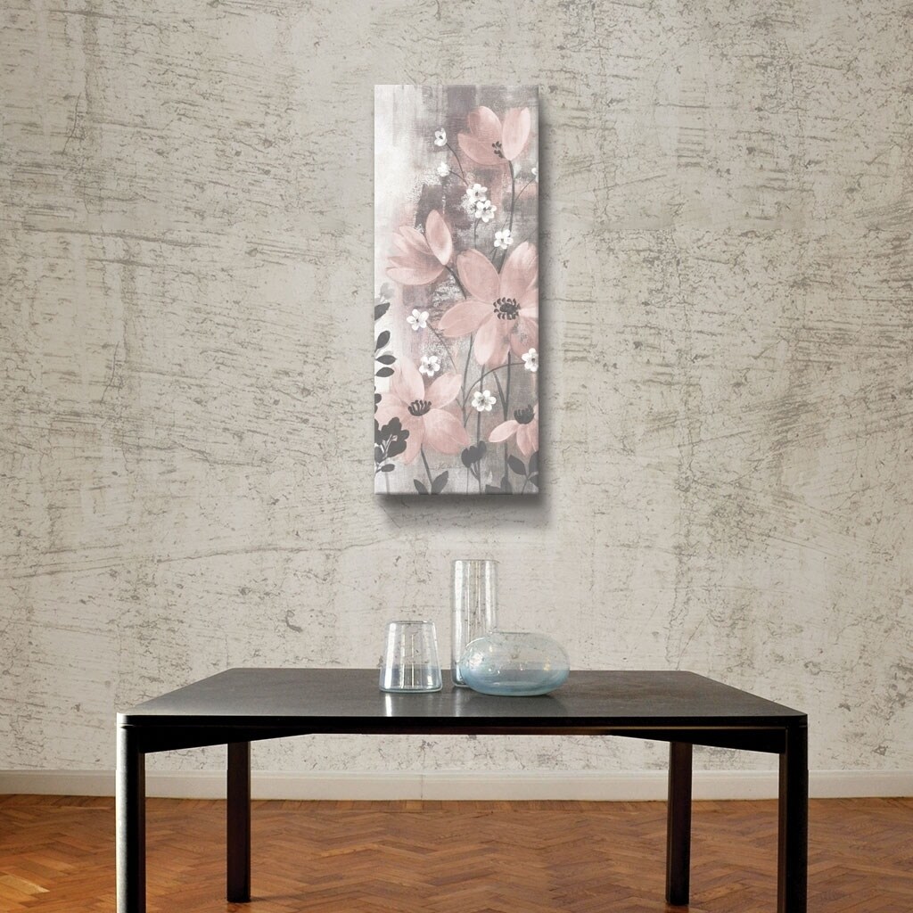 ArtWall's Floral symphony blush gray I Gallery Wrapped Canvas