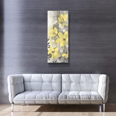 ArtWall's Floral symphony Yellow gray I Gallery Wrapped Canvas