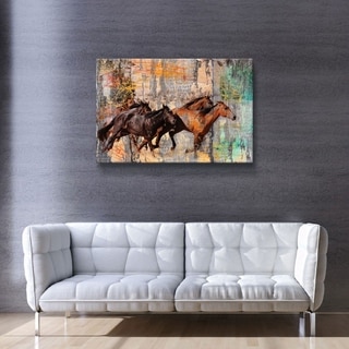 ArtWall's Galloping horses Gallery Wrapped Canvas - Bed Bath & Beyond ...