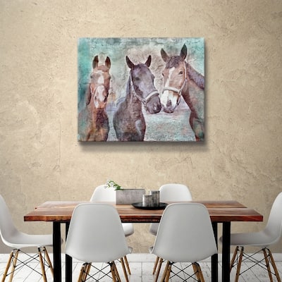 ArtWall's 3 horses Gallery Wrapped Canvas