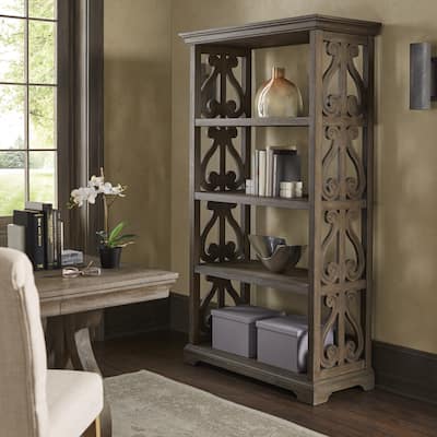 Gannon Wire Brushed Oak Finish 40" Wood Bookcase by iNSPIRE Q Artisan