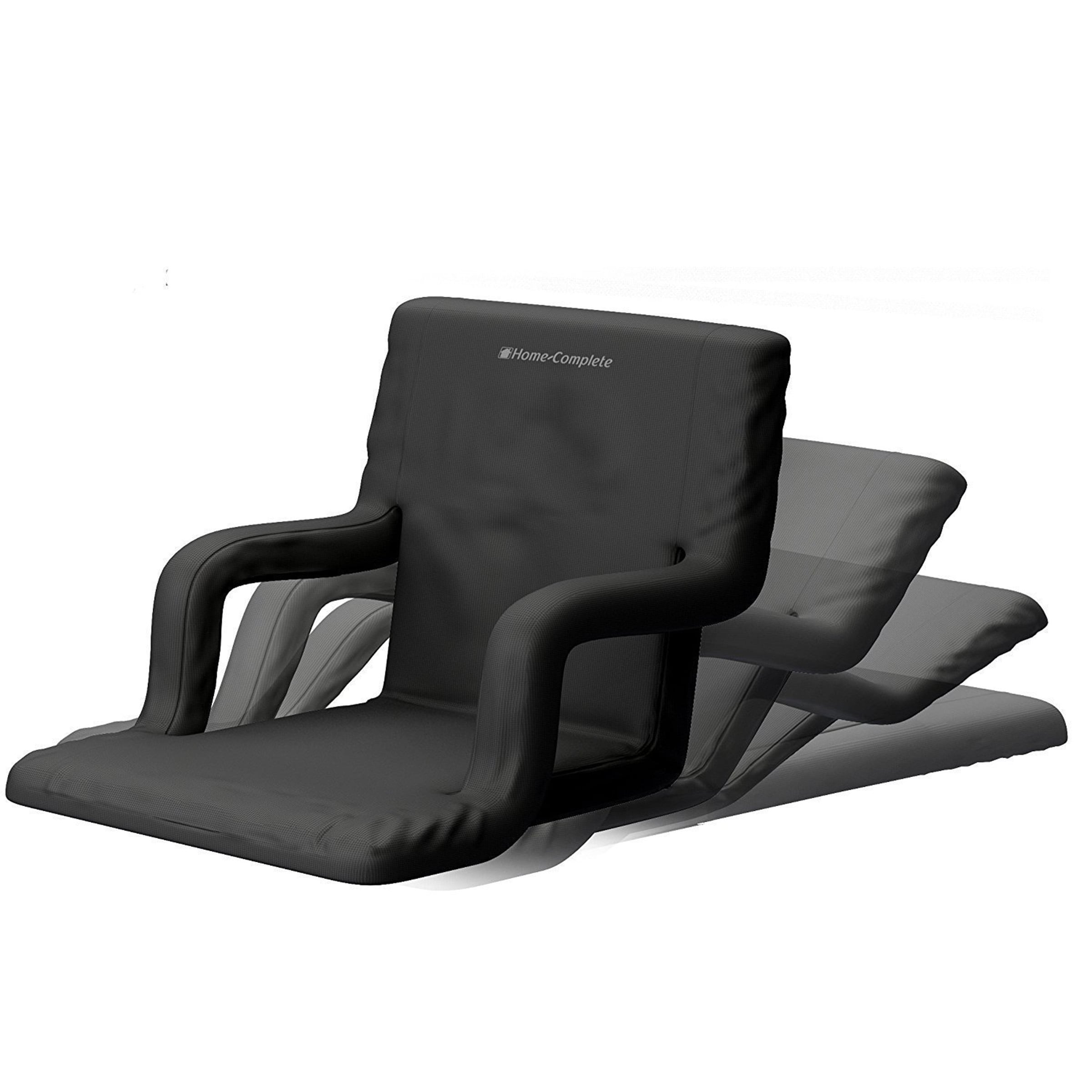 Foldable Bleacher Chair with 6 Reclining Positions and Padded Cushion-Black | Costway