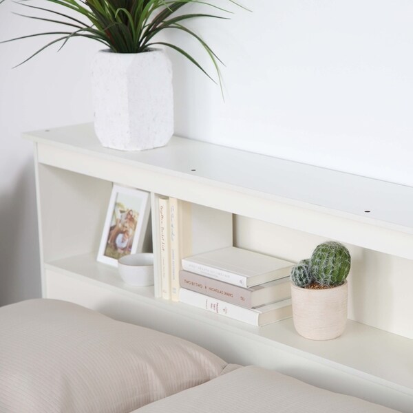Shop Humble Crew Full/Queen Bookcase Storage Headboard, White (GJ043
