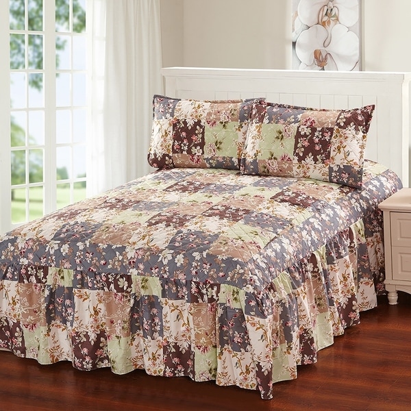 Khloe 3 Piece Bedspread Set With Attached Bed Skirt Multi Khloe 3 Piece Bedspread Set With Attached Bed Skirt Multi Fl
