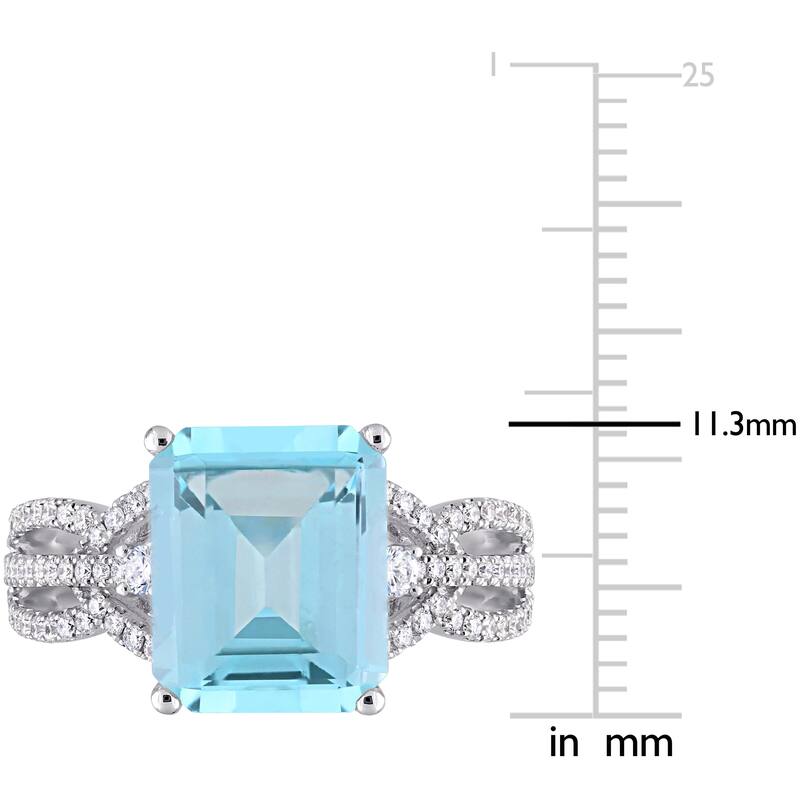 Miadora 14k White Gold Octagon-Cut Sky Blue Topaz & 1/2ct TDW Diamond Ring