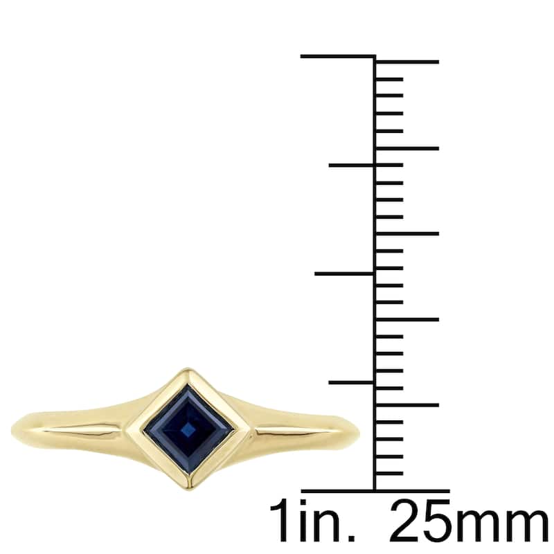 Miadora 14k Yellow Gold Square-Cut Blue Sapphire Engagement Ring