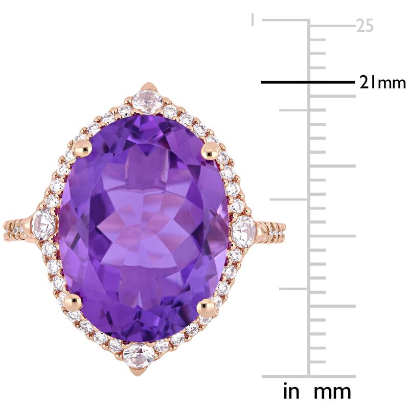 Miadora 14k Rose Gold Amethyst White Sapphire and 3/8ct TDW Diamond Ring