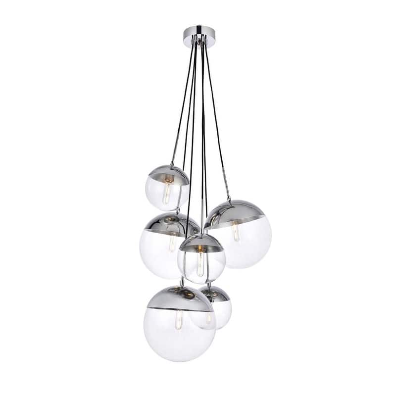 6-Light 28 inch Pendant with Clear Glass - Chrome