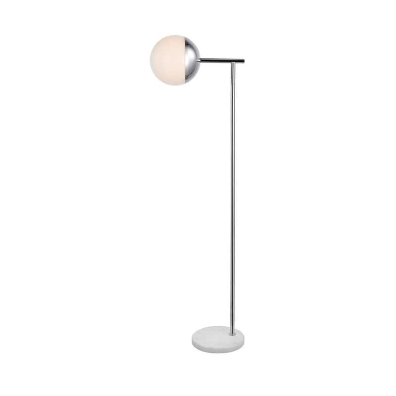 1-Light Floor Lamp with Frosted White Glass - CHROME