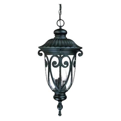 Naples 3-Light Matte Black Outdoor Hanging Lantern