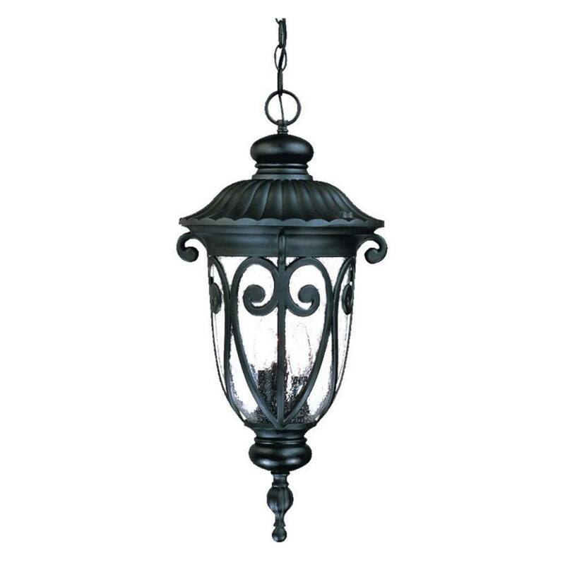 Naples 3-Light Matte Black Outdoor Hanging Lantern