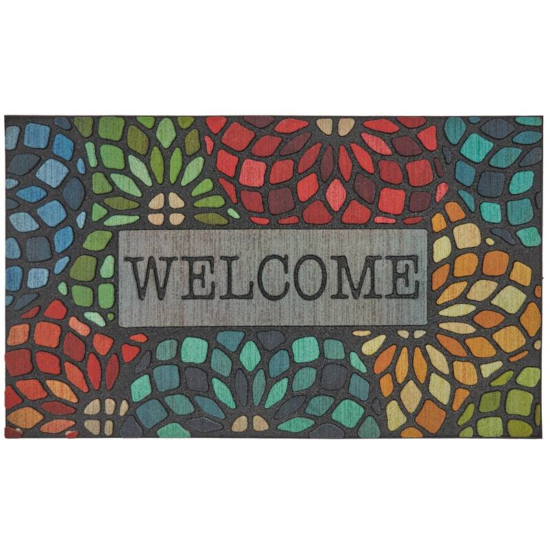 Mohawk Home Welcome Stained Glass All Weather Recycled Rubber Door Mat - 1'6" x 2'6"