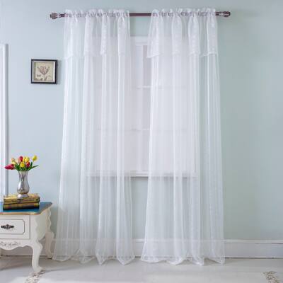 RT Designers Collection Gretchen Striped 90 in. Sheer Rod Pocket Single Curtain Panel - 54 x 90 in. - 54 x 90 in.