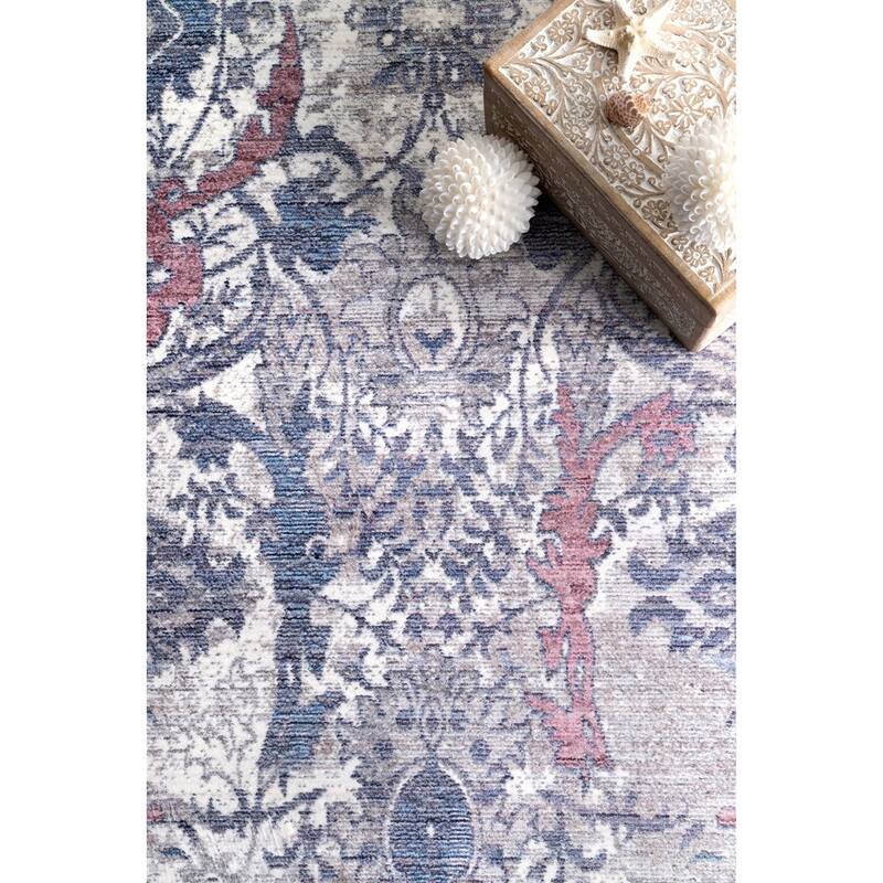 Nuloom Vintage Persian Katia Swirling Leaf Tassel Border Area Rug
