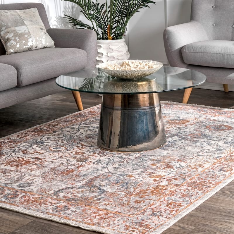 Nuloom Vintage Persian Katia Swirling Leaf Tassel Border Area Rug