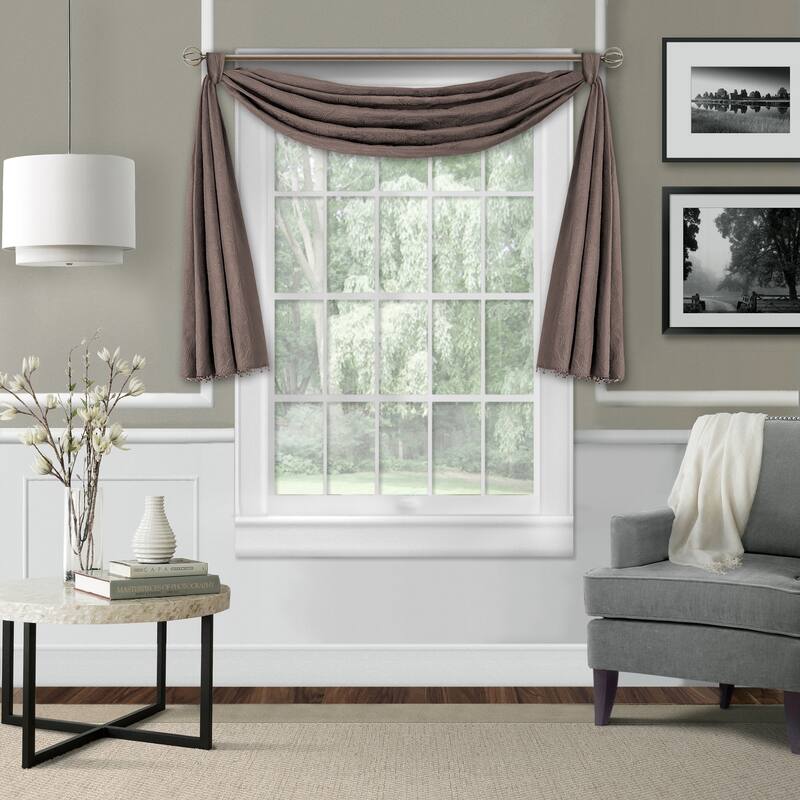 Elrene Leila Matelasse Beaded Window Valance - 52" w x 144" l