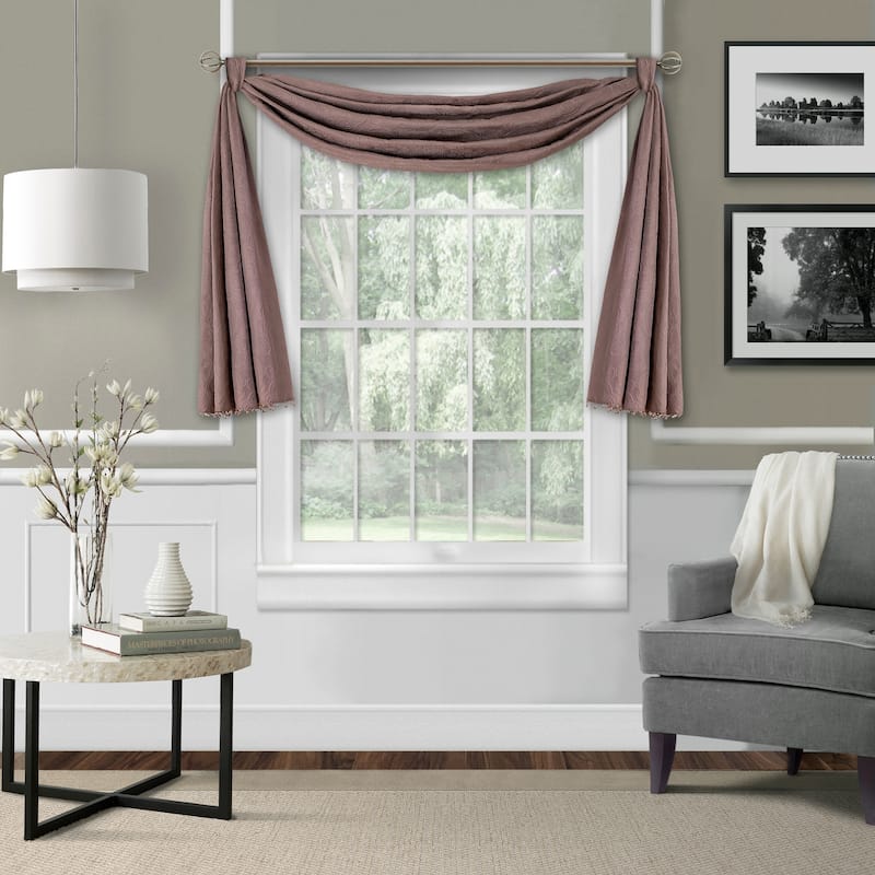 Elrene Leila Matelasse Beaded Window Valance - 52" w x 144" l - Mauve