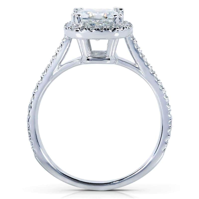 Kobelli 1.4 Carats Moissanite & Lab Grown Diamond 14k Solid Gold Cushion Halo Cathedral Original Engagement Ring