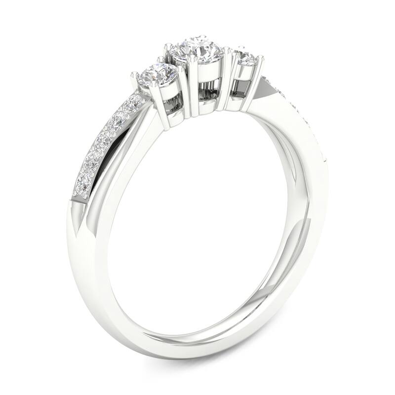 De Couer 14k Gold 1/2ct TDW Diamond Three Stone Promise Ring