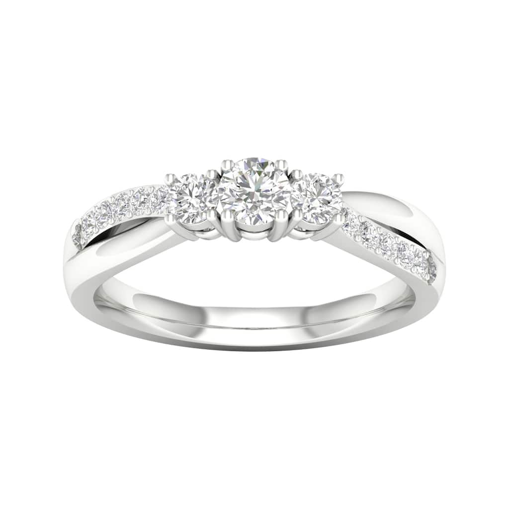 De Couer 14k Gold 1/2ct TDW Diamond Three Stone Promise Ring