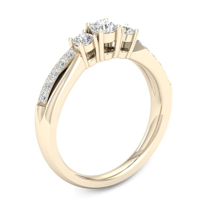 De Couer 14k Gold 1/2ct TDW Diamond Three Stone Promise Ring