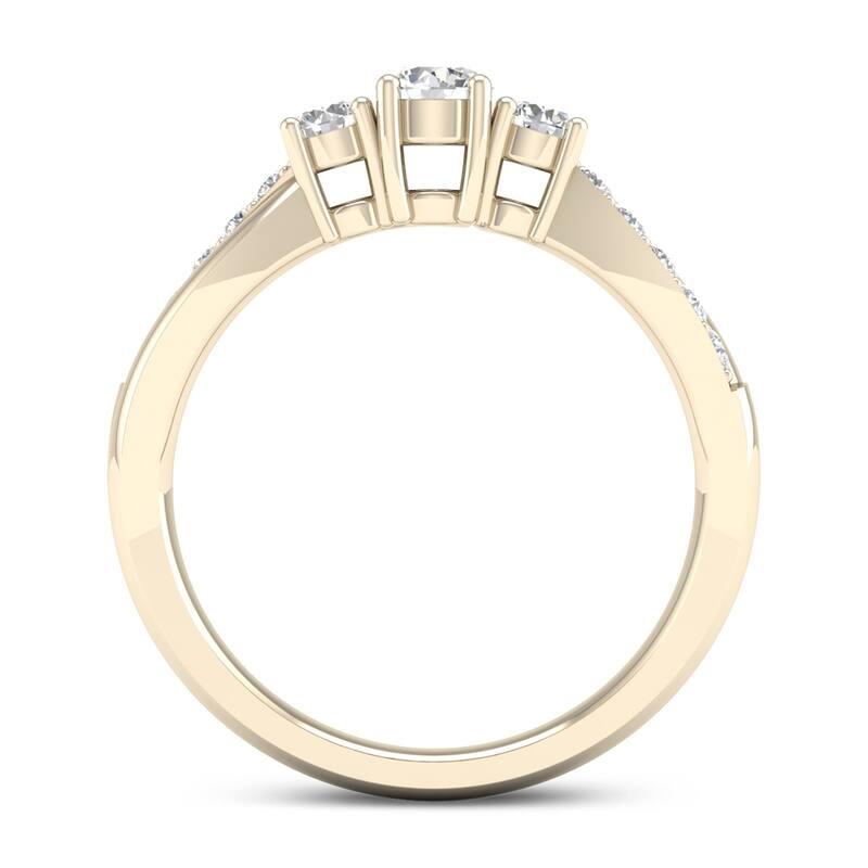 De Couer 14k Gold 1/2ct TDW Diamond Three Stone Promise Ring