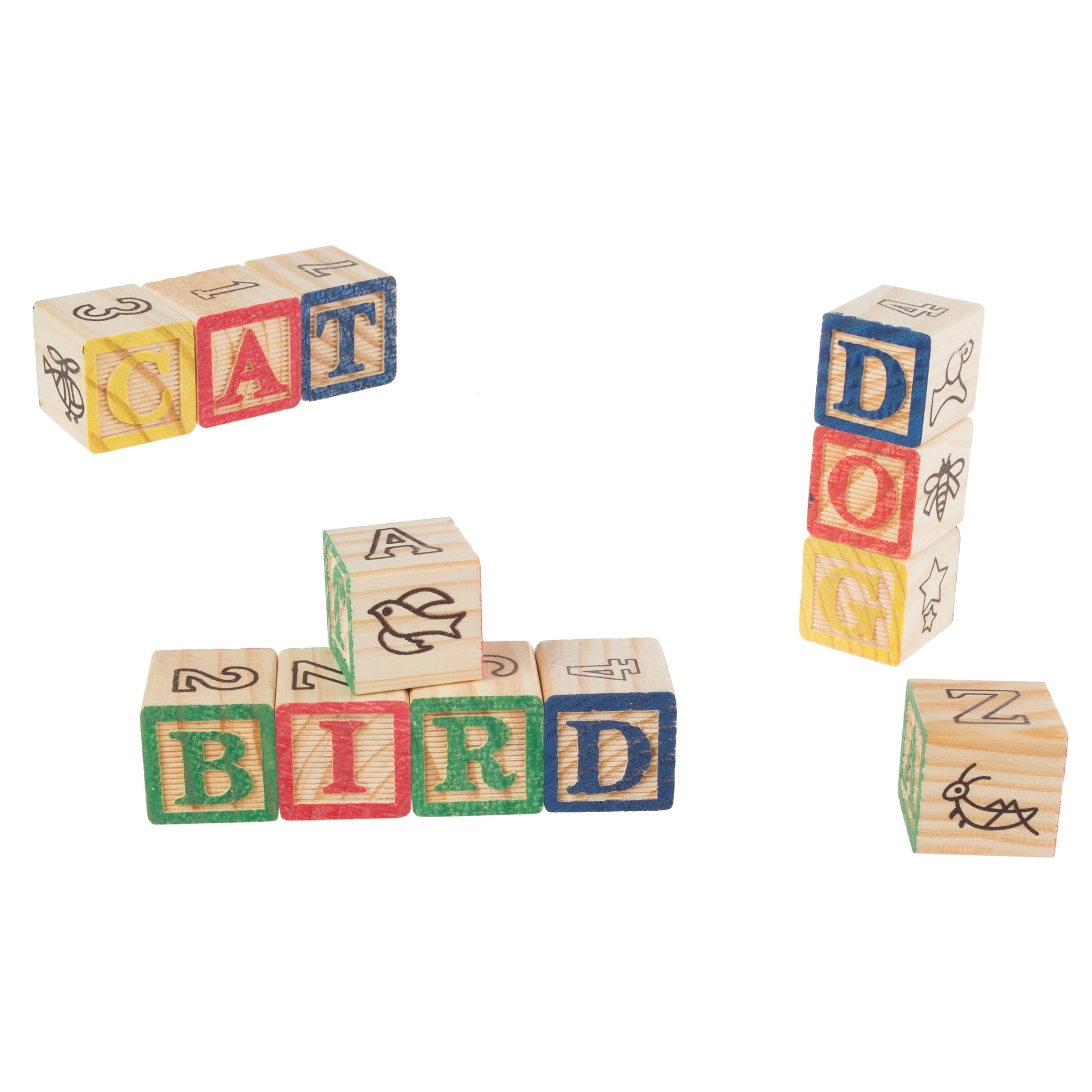 wooden letter and number blocks