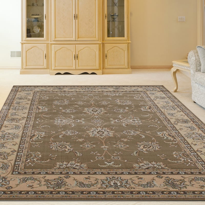 Admire Home Living Plaza Traditional Oriental Floral Scroll Pattern Area Rug