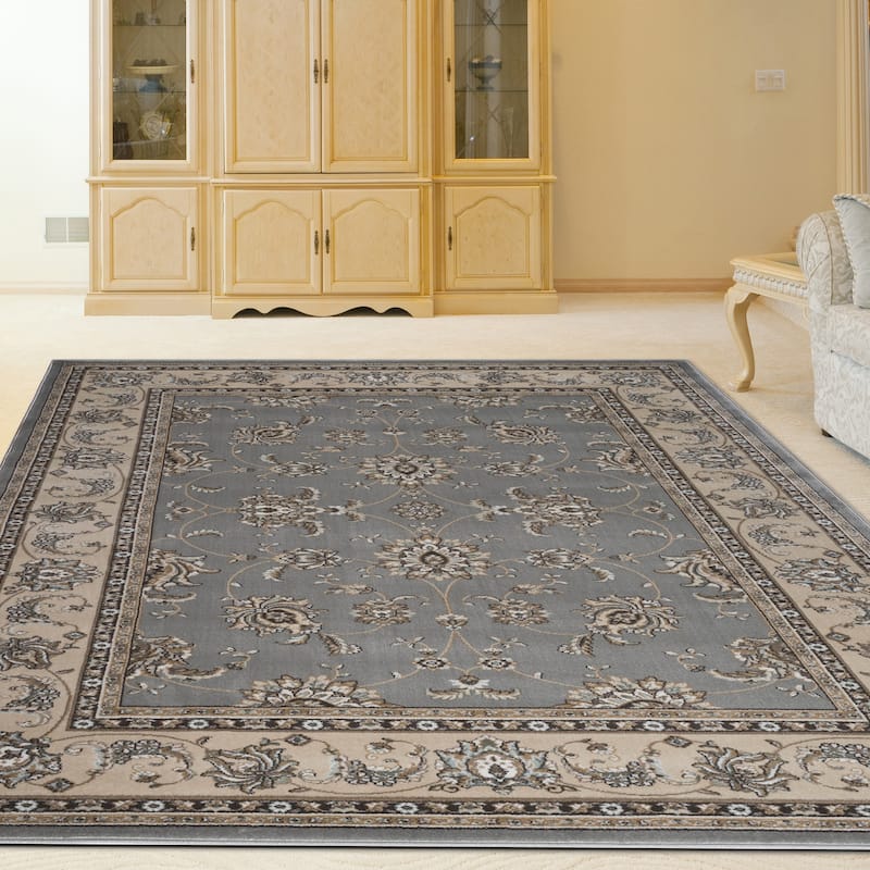 Admire Home Living Plaza Traditional Oriental Floral Scroll Pattern Area Rug
