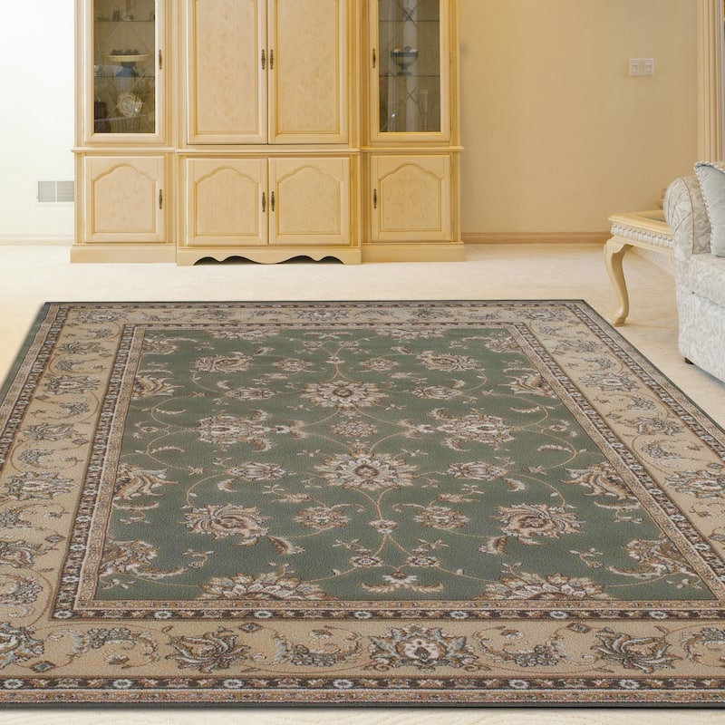 Admire Home Living Plaza Traditional Oriental Floral Scroll Pattern Area Rug