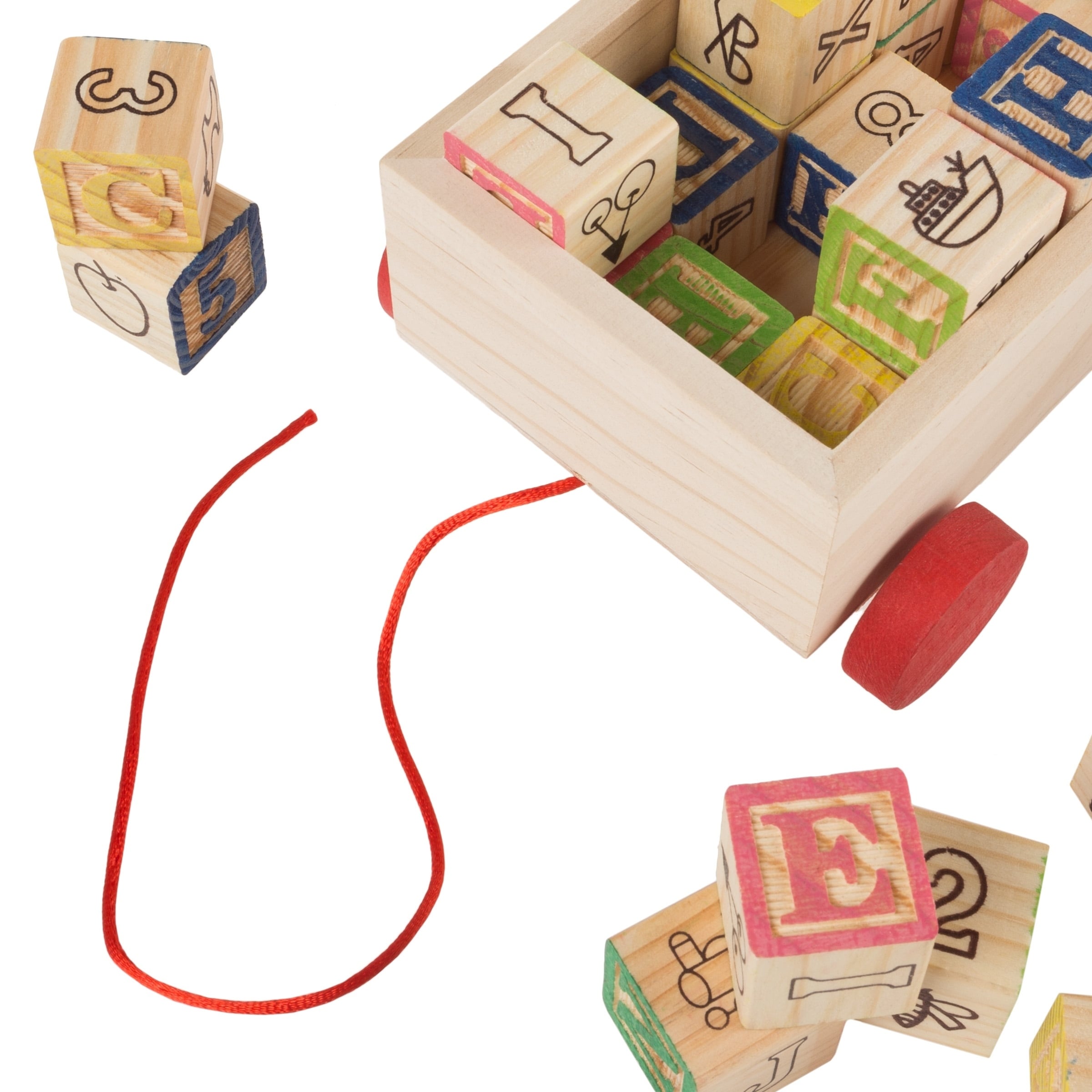 wooden blocks and cart