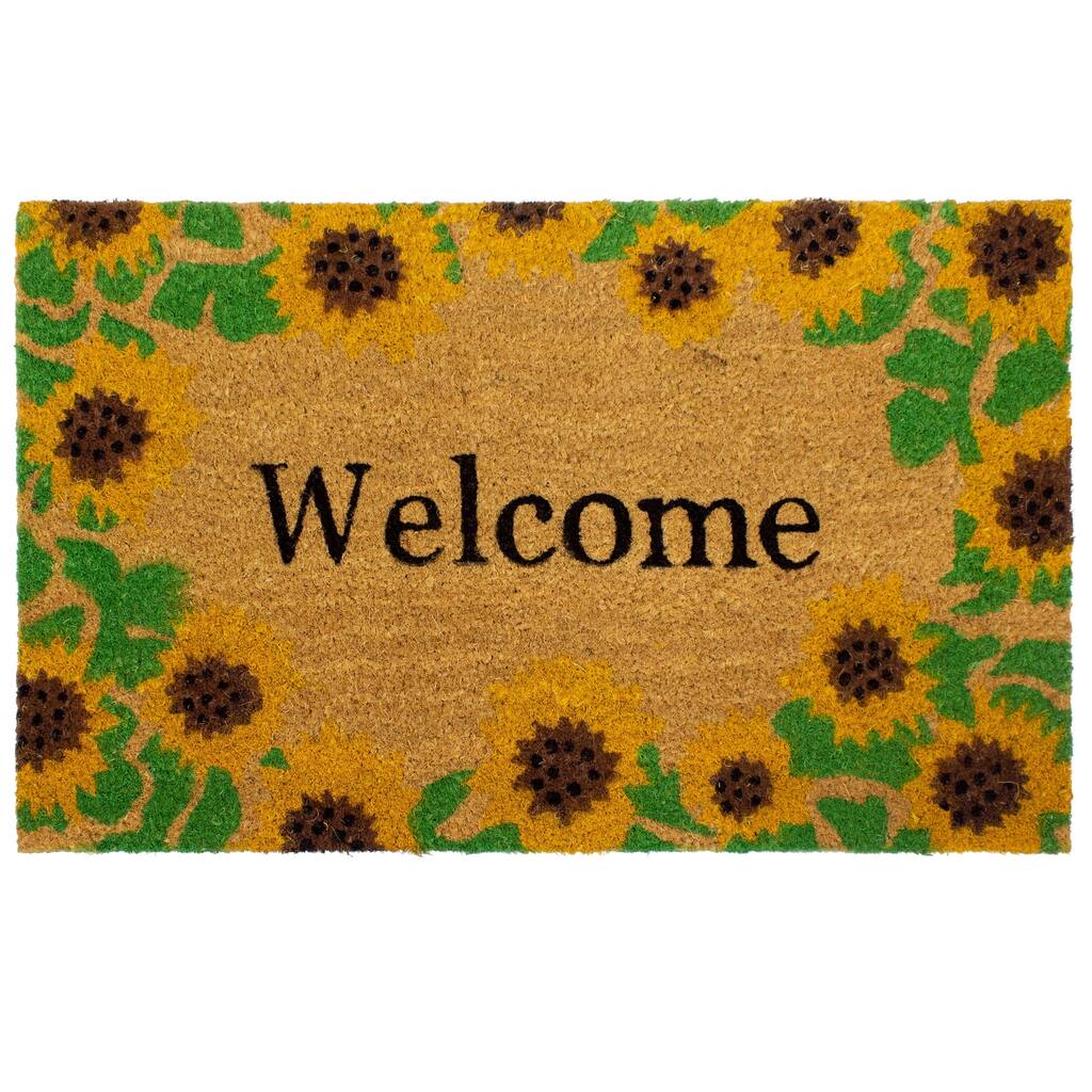 Storm Stopper Welcome Sunflowers 18x28 in. Indoor/Outdoor Coir Mat