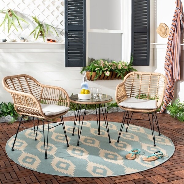 Safavieh Outdoor Living Alton 3 Piece Lounge Set - Brown / Beige