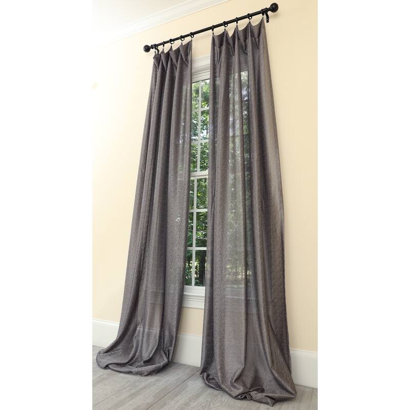 La Rosa Metallic Semi Sheer Rod Pocket Single Curtain Panel