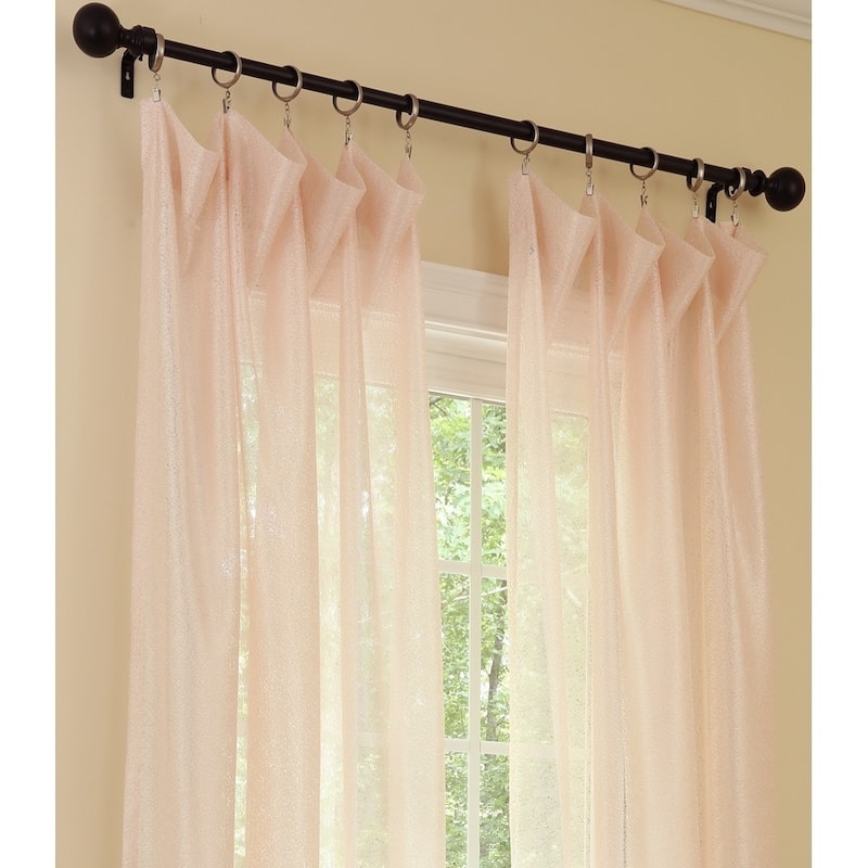 La Rosa Metallic Semi Sheer Rod Pocket Single Curtain Panel