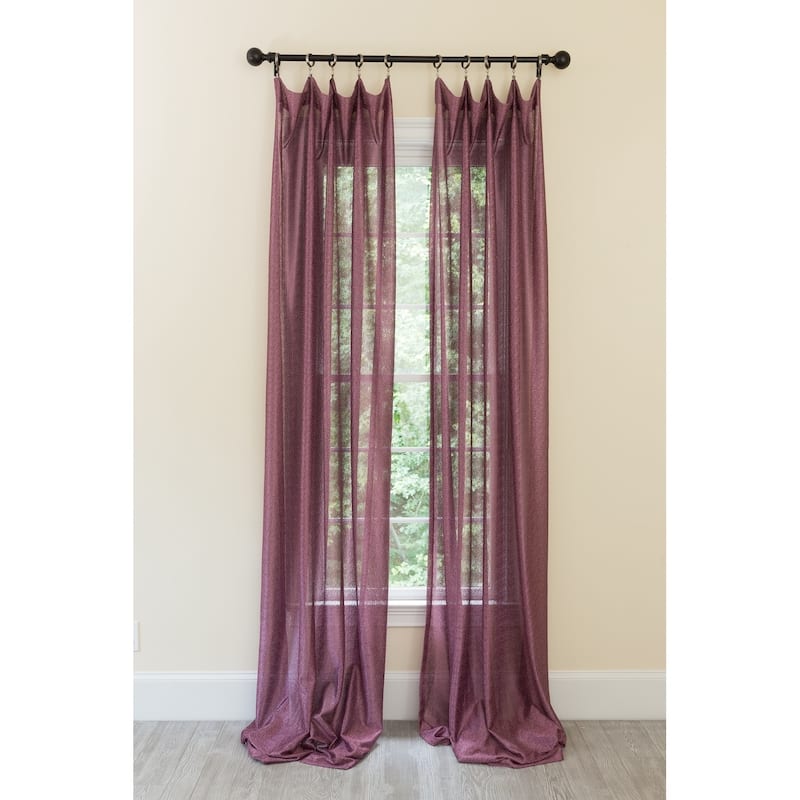 La Rosa Metallic Semi Sheer Rod Pocket Single Curtain Panel