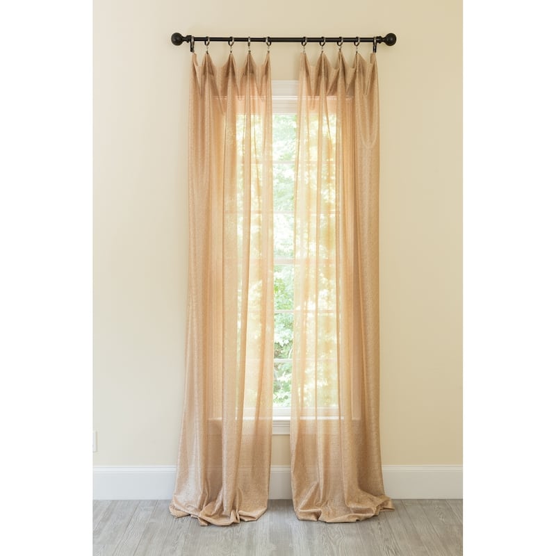 La Rosa Metallic Semi Sheer Rod Pocket Single Curtain Panel